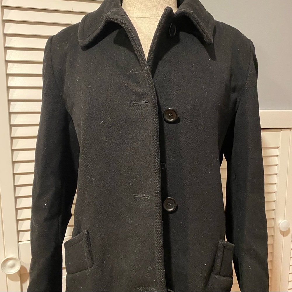 Black Button-Down Women Trench Coat with Belt